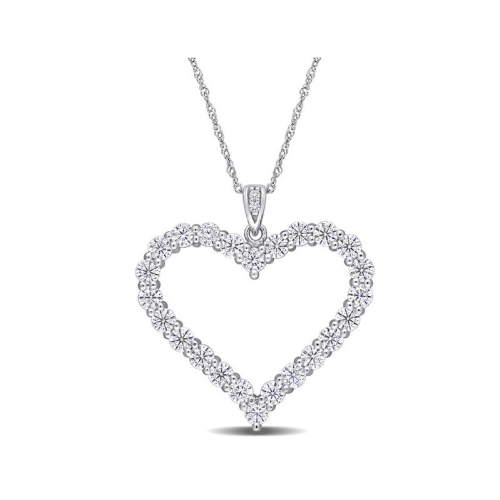 GEM AND HARMONY  2.40 Carat (Ctw) Lab-Created Moissanite Heart Pendant Necklace In Sterling With Chain In Silver