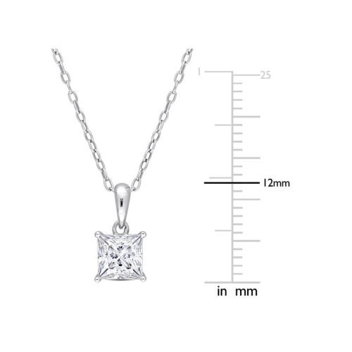 1.25 Carat Lab-Created Moissanite Princess-Cut Solitaire Pendant Necklace in Sterling Silver with Chain (8mm)