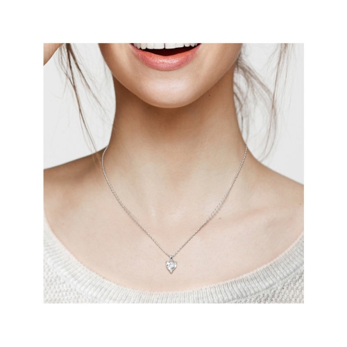 2.00 Carat Lab-Created Moissanite Solitaire Heart Pendant Necklace in Sterling Silver with Chain (8mm)