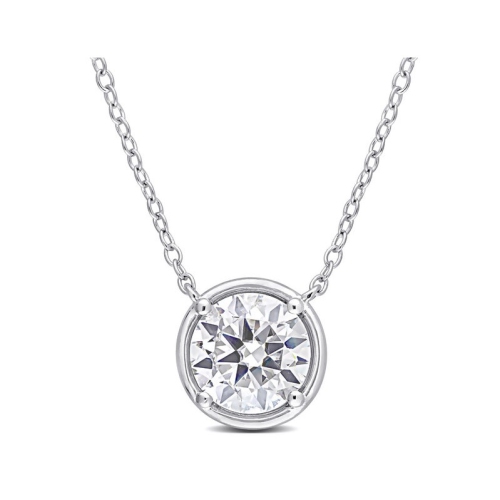1.85 Carat Lab-Created Moissanite Solitaire Pendant Necklace in Sterling Silver with Chain