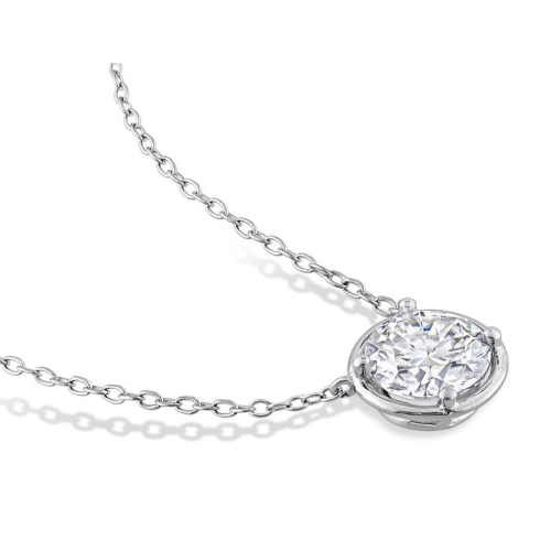1.85 Carat Lab-Created Moissanite Solitaire Pendant Necklace in Sterling Silver with Chain