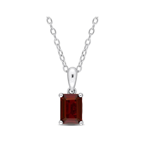 GEM AND HARMONY  1.25 Carat (Ctw) Garnet Octagon Pendant Necklace In Sterling With Chain In Silver