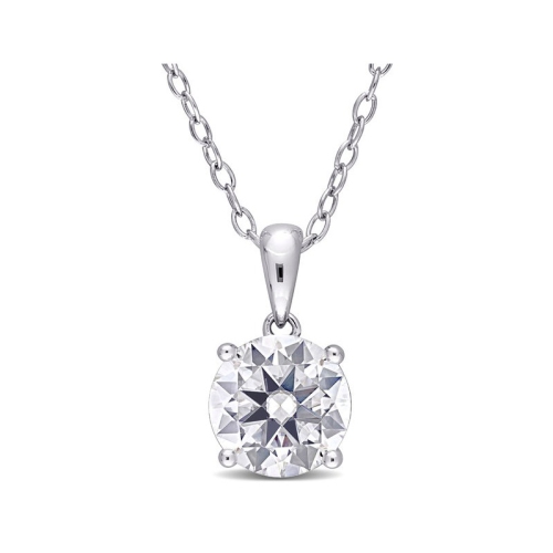 GEM AND HARMONY  1.85 Carat (Ctw) Lab-Created Moissanite Round Solitaire Pendant Necklace In Sterling With Chain (8Mm) In Silver