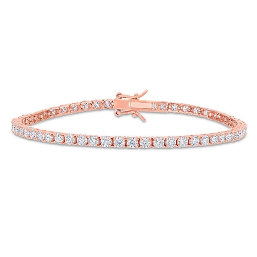 GEM AND HARMONY  5.10 Carat (Ctw) Lab-Created Moissanite Tennis Bracelet In Rose Plated Sterling In Silver