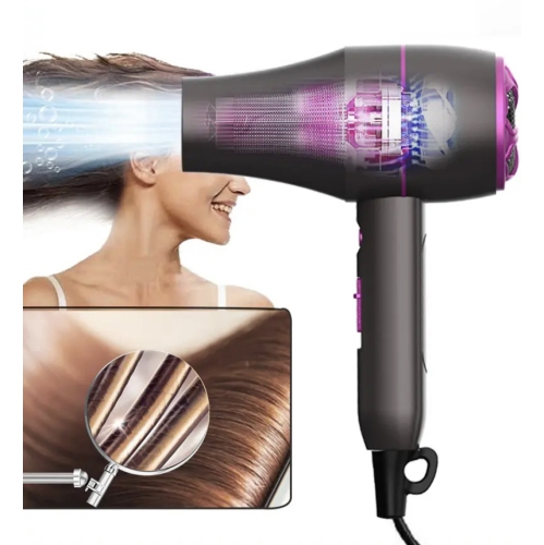 A|M Beauty Professional Hair Dryer, Compact 1800W Blow Dryer with Volumizer Brush | Comb Concentrator Styling Nozzle, Hairdryer for Quick Drying