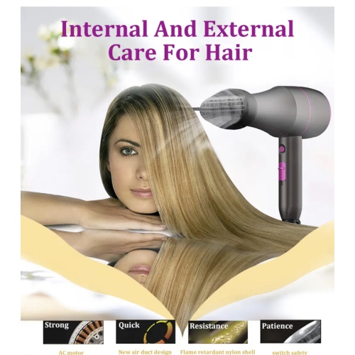 A|M Beauty Professional Hair Dryer, Compact 1800W Blow Dryer with Volumizer Brush | Comb Concentrator Styling Nozzle, Hairdryer for Quick Drying