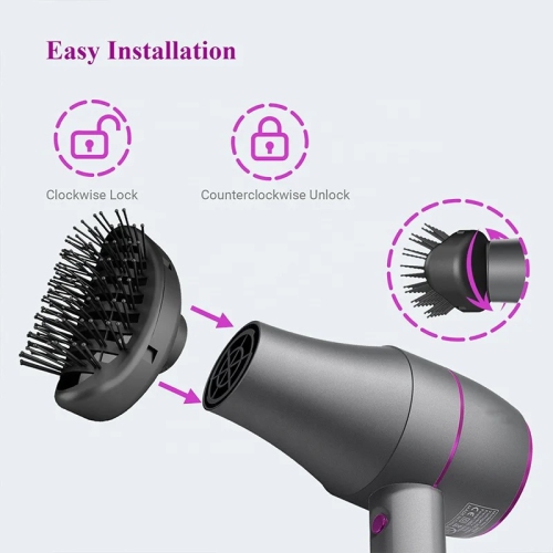 A|M Beauty Professional Hair Dryer, Compact 1800W Blow Dryer with Volumizer Brush | Comb Concentrator Styling Nozzle, Hairdryer for Quick Drying