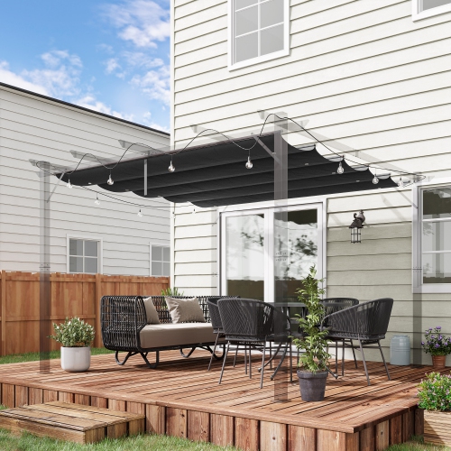 Outsunny 8.2' x 8.4' Retractable Pergola Canopy Replacement for 10' x 10' Frame, Cover Replacement, Dark Grey