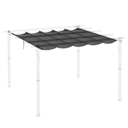 Outsunny 8.2' x 8.4' Retractable Pergola Canopy Replacement for 10' x 10' Frame, Cover Replacement, Dark Grey