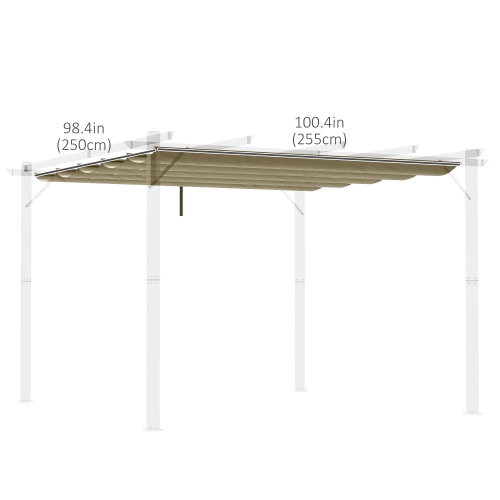 Outsunny Auvent de pergola de remplacement rétractable pour pergola de 9.8' x 9.8', remplacement de la couverture de pergola, marron