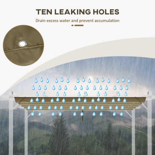 Outsunny Auvent de pergola de remplacement rétractable pour pergola de 9.8' x 9.8', remplacement de la couverture de pergola, marron