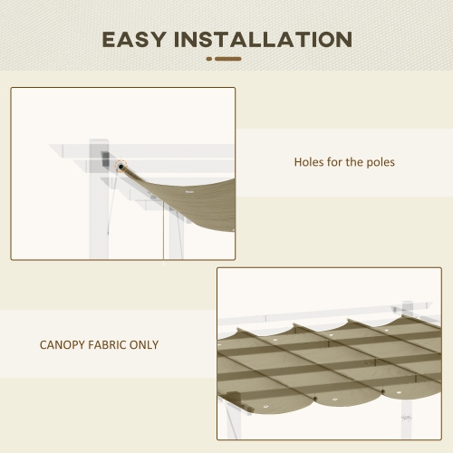 Outsunny Auvent de pergola de remplacement rétractable pour pergola de 9.8' x 9.8', remplacement de la couverture de pergola, marron