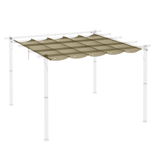 Outsunny Auvent de pergola de remplacement rétractable pour pergola de 9.8' x 9.8', remplacement de la couverture de pergola, marron