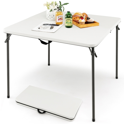 Costway Folding Camping Table Portable HDPE Outdoor Picnic Dining Table w/ Handle