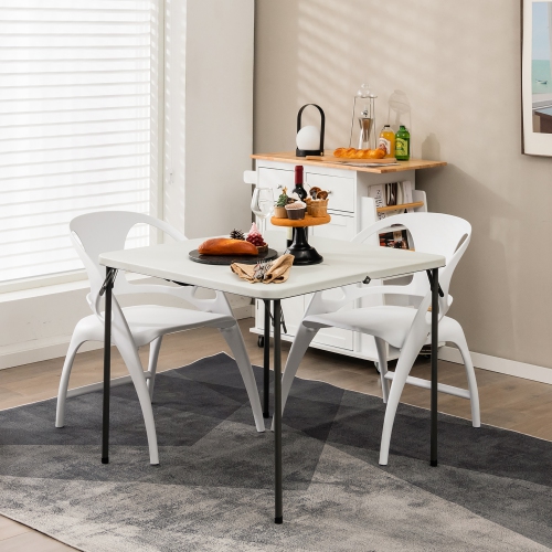 Costway Folding Camping Table Portable HDPE Outdoor Picnic Dining Table w/ Handle