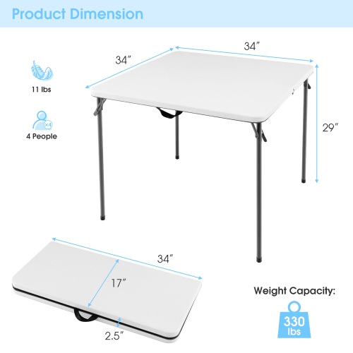 Costway Folding Camping Table Portable HDPE Outdoor Picnic Dining Table w/ Handle