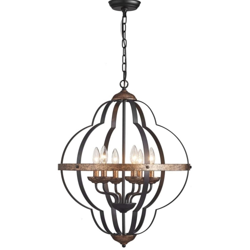 AVAMALIS  A|M Lighting Orb 6-Light Chandelier, Rustic Vintage Metal Chandelier, Black＆copper, Foyer Chandelier