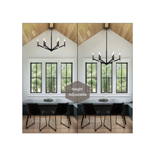 A|M lighting Black Chandeliers with Light Shade, 6-Light Rustic Iron