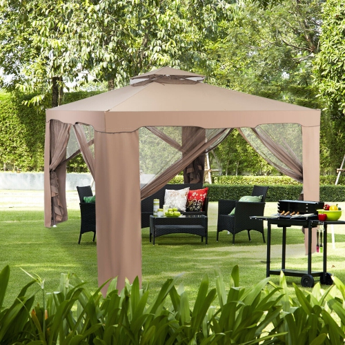 Gymax 10'x 10' Canopy Gazebo Tent Shelter W/Mosquito Netting Outdoor Patio