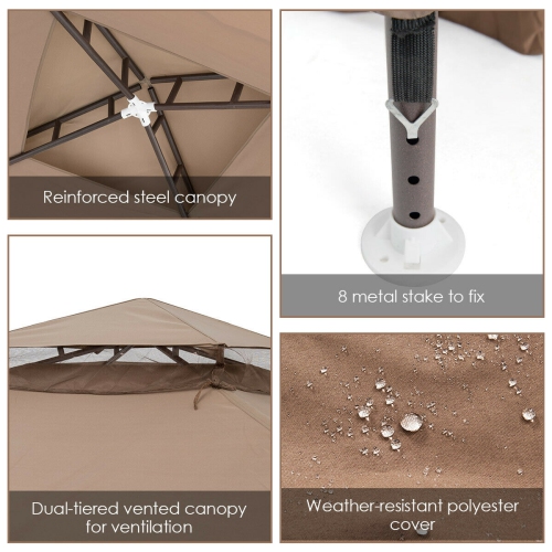 Gymax 10'x 10' Canopy Gazebo Tent Shelter W/Mosquito Netting Outdoor Patio