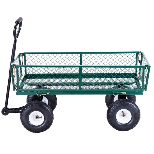 Gymax Heavy Duty Lawn Garden Utility Cart Wagon Wheelbarrow Steel Trailer