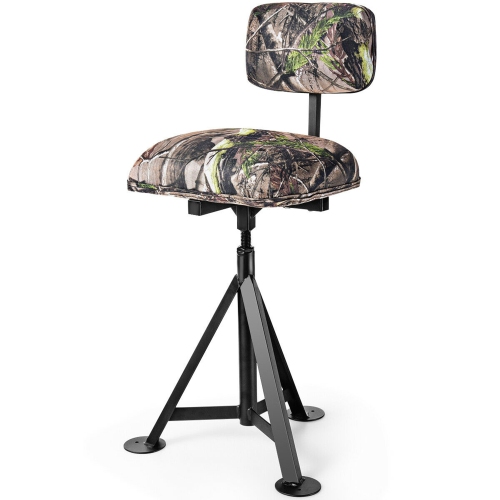 Gymax Swivel Hunting Chair Tripod Blind Stool w/ Detachable Backrest Outdoor Camping