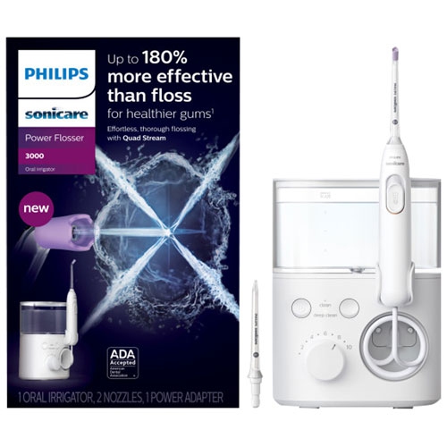 Philips | Sonicare 3000 Power Flosser – Oral Irrigator - Quad Stream (HX3711/20) - White