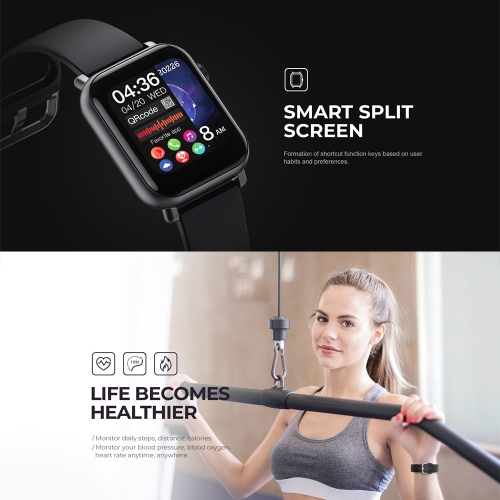 Havit M9016 Pro 1.69 inch full touch Screen, Bluetooth Call Smart Watch_Grey & Black