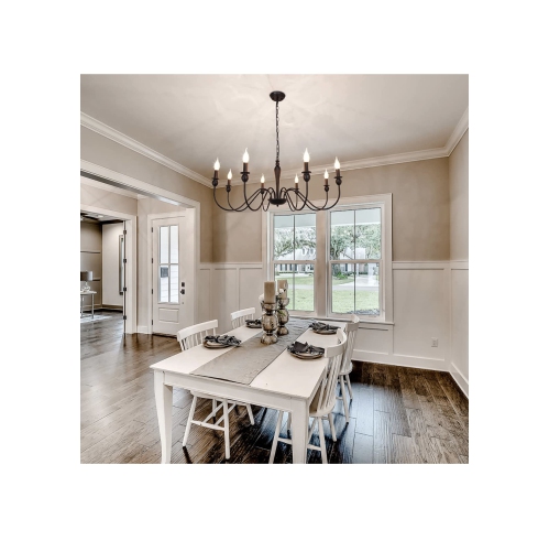 A|M Lighting Black Chandelier, 8 Light Farmhouse Candle Chandelier