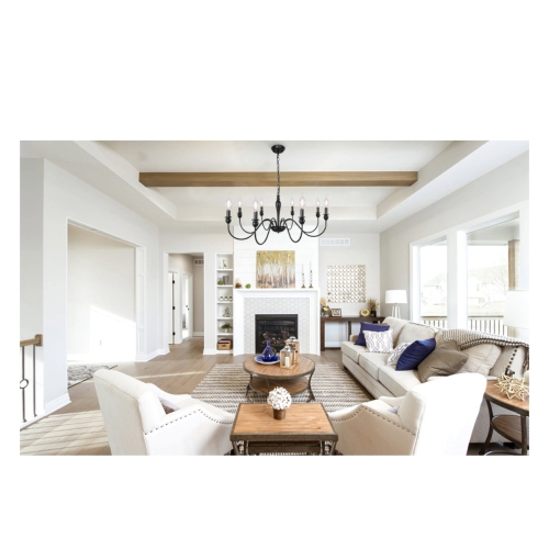 A|M Lighting Black Chandelier, 8 Light Farmhouse Candle Chandelier