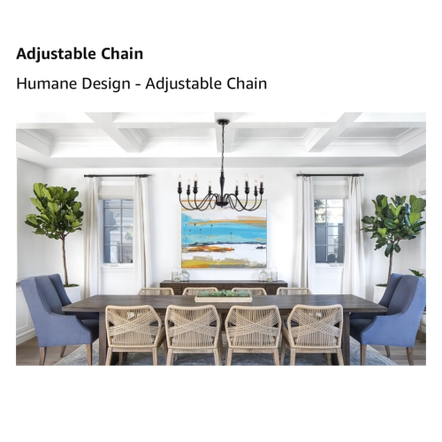 A|M Lighting Black Chandelier, 8 Light Farmhouse Candle Chandelier