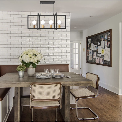 A|M Lighting Modern Black and Gold farmhouse style Chandelier