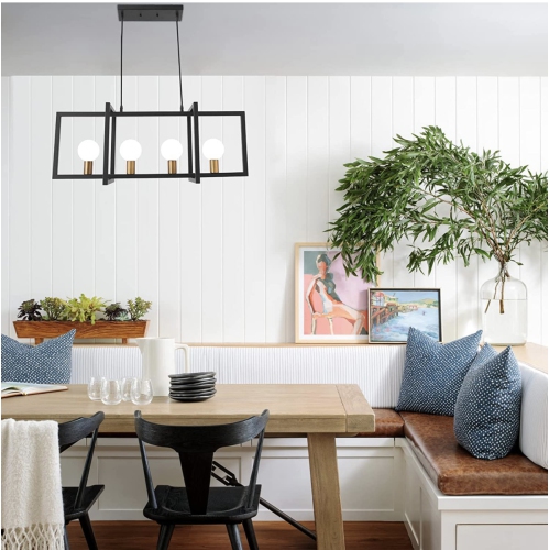 A|M Lighting Modern Black and Gold farmhouse style Chandelier