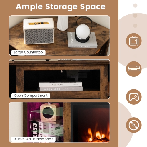 Costway Fireplace TV Stand w/ Led Lights & 18" Electric Fireplace for Tvs up to 50"