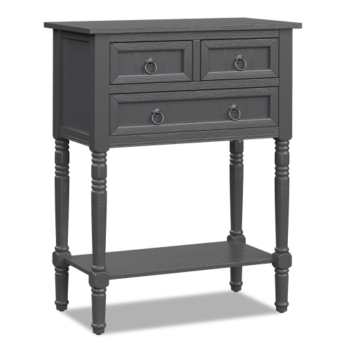 Costway Console Entryway Table w/ 3 Drawers Open Shelf for Hallway Living room Dark Grey