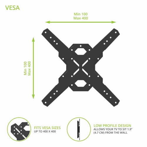 Kanto PS400SG Stainless Steel Full Motion Single Stud Outdoor TV Mount for 30” – 70” TVs