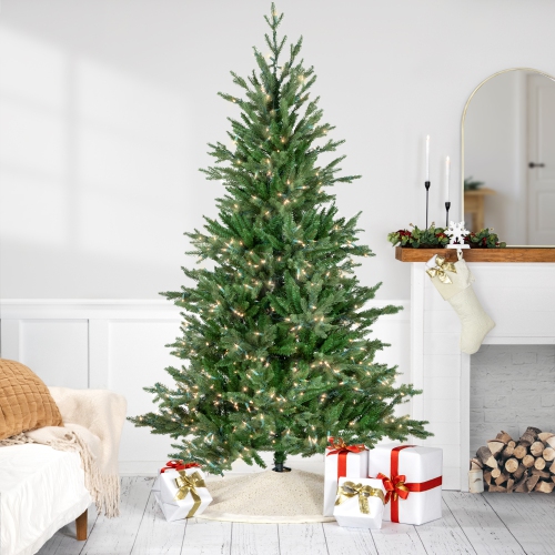 NORTHLIGHT  Real Touch Pre-Lit Medium Grande Spruce Artificial Christmas Tree - 9' - Clear Lights
