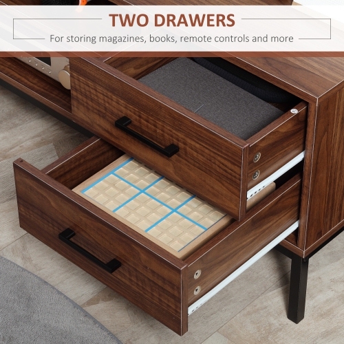 Meuble pour téléviseur mesurant jusqu’à 50 po de HOMCOM, meuble pour téléviseur avec porte, rangement ouvert et tiroirs, table pour téléviseur avec