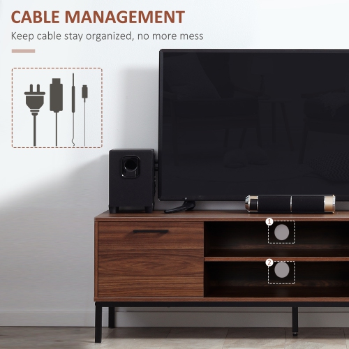 Meuble pour téléviseur mesurant jusqu’à 50 po de HOMCOM, meuble pour téléviseur avec porte, rangement ouvert et tiroirs, table pour téléviseur avec