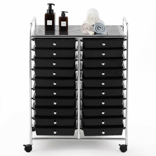 Gymax Office Rolling Cart 20 Storage Drawers Scrapbook Paper Studio Organizer Black