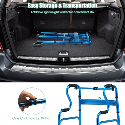 Gymax Heavy-Duty Folding 3 in 1 Stand-Assist Walker Aluminum Alloy W/ Wheel