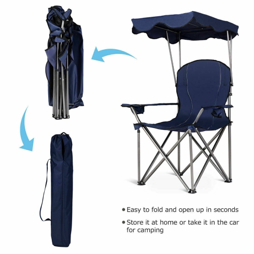 Gymax Folding Canopy Camping Chair Portable Beach Chair w/ Carrying Bag