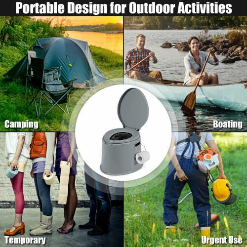 Gymax Portable Travel Toilet Indoor Outdoor W/Paper Holder Camping Hiking Boating