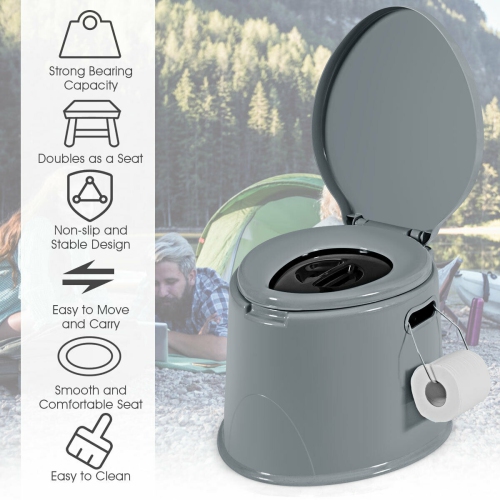 Gymax Portable Travel Toilet Indoor Outdoor W/Paper Holder Camping Hiking Boating