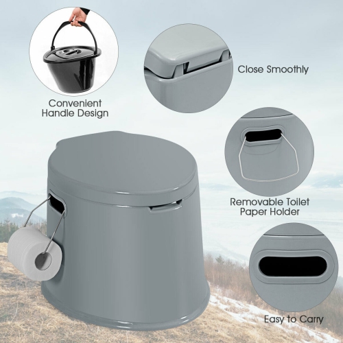 Gymax Portable Travel Toilet Indoor Outdoor W/Paper Holder Camping Hiking Boating