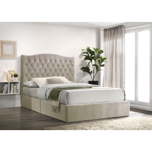 Aerys Hester Platform Bed (Beige Velvet)