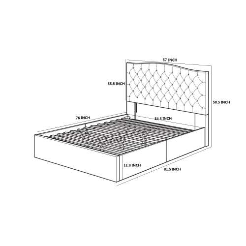 Aerys Hester Platform Bed (Beige Velvet)