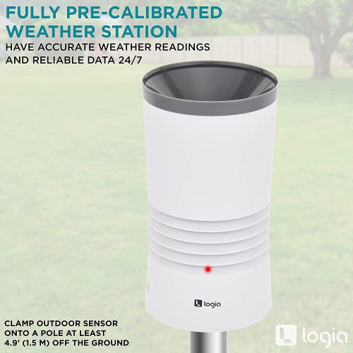 Logia Weather Station 3-in-1 Rain Gauge and LCD Display with Built-In Hygro-Thermo Sensor