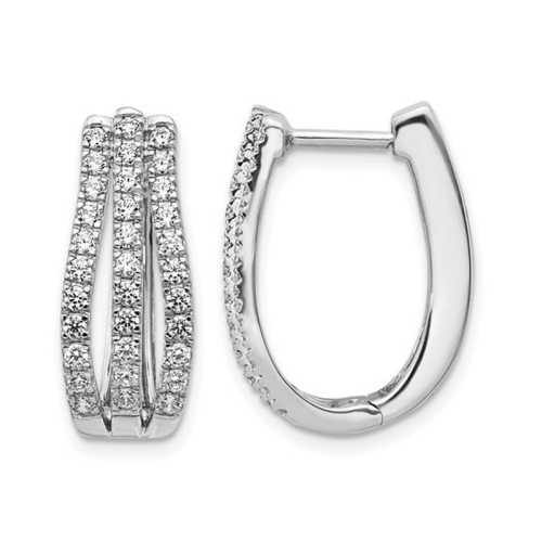 GEM AND HARMONY  1.00 Carat (Ctw Si1-Si2, H-I) Lab-Grown Diamond Hoop Earrings In 14K Gold In White