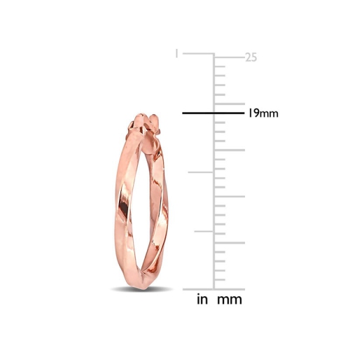 10K Rose Pink Gold Twisted Hoop Earrings
